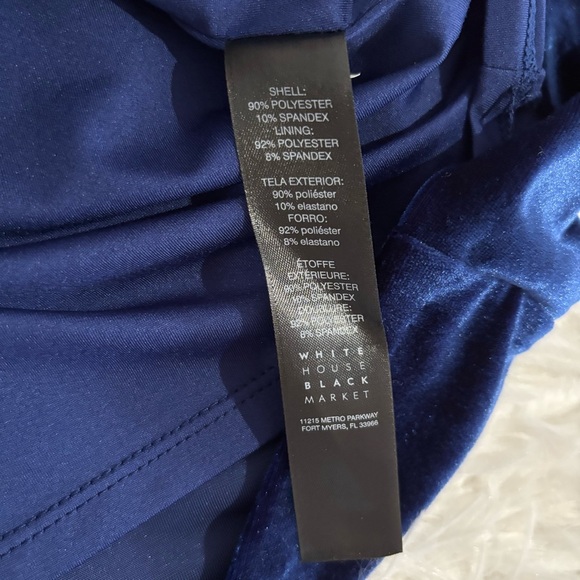 White House Black Market Womens Blue Velvet Off The Shoulder Top Size Small - Picture 6 of 7